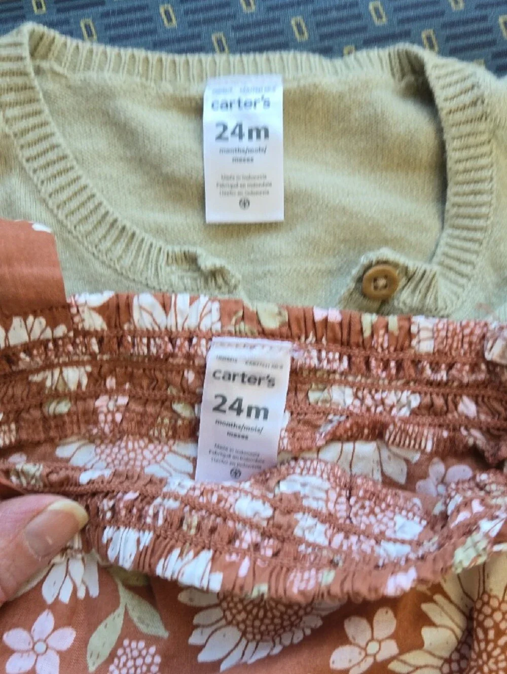 Carter's Pink Floral Romper with Cream Cardigan
